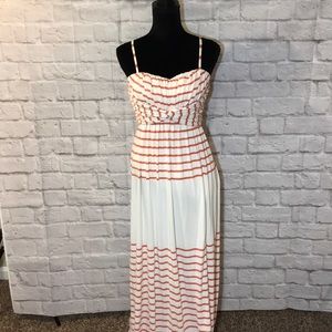 Jessica Simpson orange white striped maxi dress